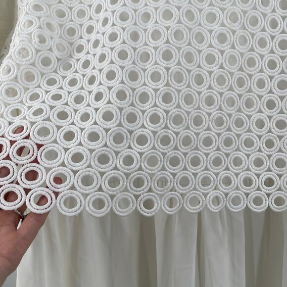 ENGLISH FACTORY Dress Size 1X White Eyelet Mixed Media Bridal Wedding Shower NWT - Picture 9 of 12